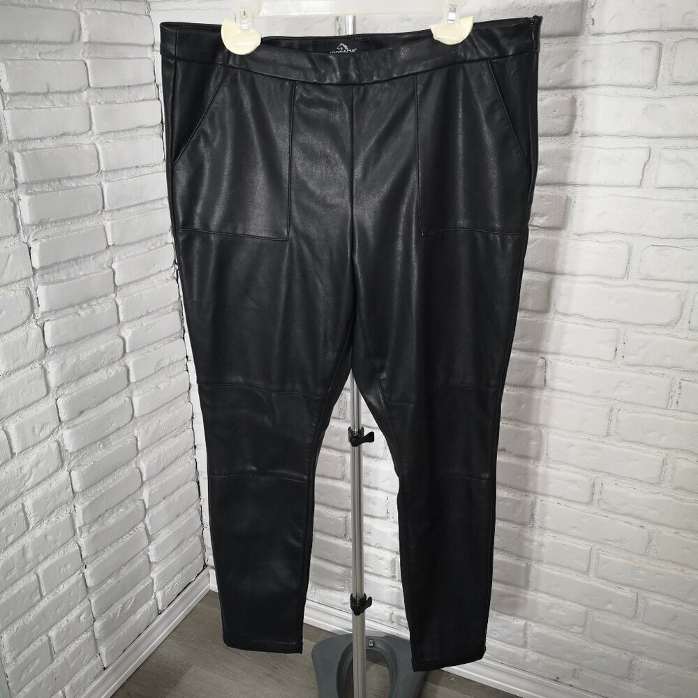 Jordache Ladies Size 18 High Rise Black Faux Leather Leggings